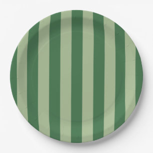 Assiettes En Carton Grandes verticales Forêt Vert rayé