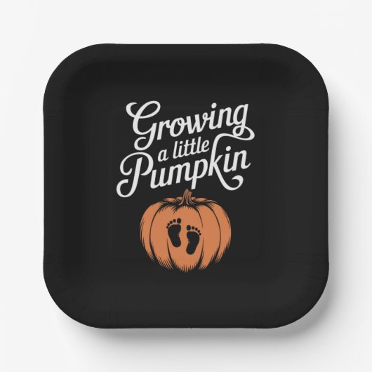 Assiettes En Carton Grandir Un Peu Citrouille Grossesse D'Automne (Recto)