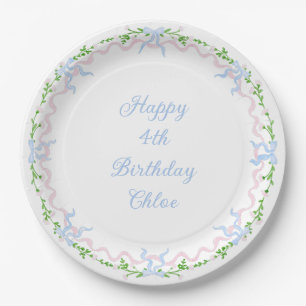 Assiettes En Carton Grandmillennial Bows Anniversaire Plaque de papier