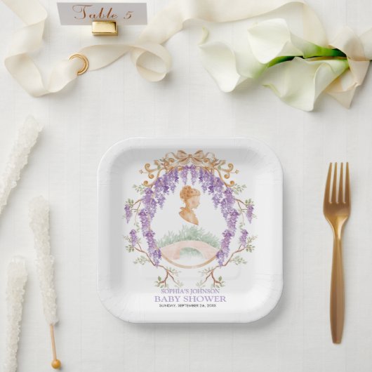 Assiettes En Carton Grandmillennial Wisteria Baby Shower  (Mariage)