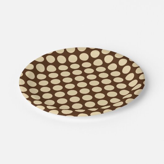 Assiettes En Carton Grands points rétro - brun brun brun brun brun bru (Angle)