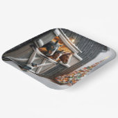 Assiettes En Carton Grange de Noël avec chien berger australien (Angulaire)