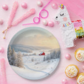 Assiettes En Carton Grange Rouge Noël Dans Le Pays Neige (Fête)