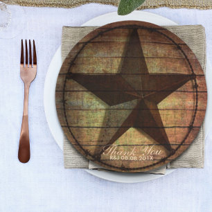 Assiettes En Carton grange rustique bois texas star mariage occidental