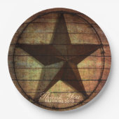 Assiettes En Carton grange rustique bois texas star mariage occidental (Devant)