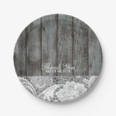 Assiettes En Carton grange rustique dentelle mariage campagnard occide (Devant)