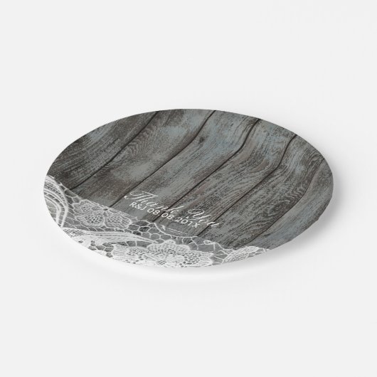 Assiettes En Carton grange rustique dentelle mariage campagnard occide (Angle)