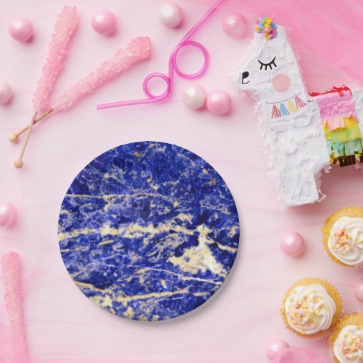 Assiettes En Carton Granit bleu, marbre bleu, pierre bleue (Fête)