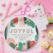 Assiettes En Carton Graphique abstrait moderne rouge, rose + vert joye (Fête)