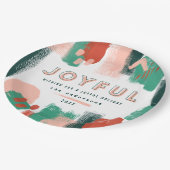 Assiettes En Carton Graphique abstrait moderne rouge, rose + vert joye (Angle)