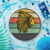 Assiettes En Carton Graphique amérindien vintage Retro Sunset (Fête)