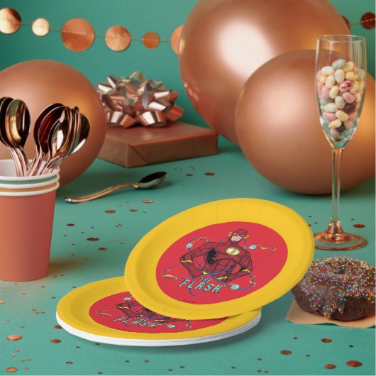 Assiettes En Carton Graphique atomique Flash de dessin (Multi)