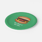 Assiettes En Carton Graphique Cheeseburger sur vert - Ajouter ses prop (Angle)