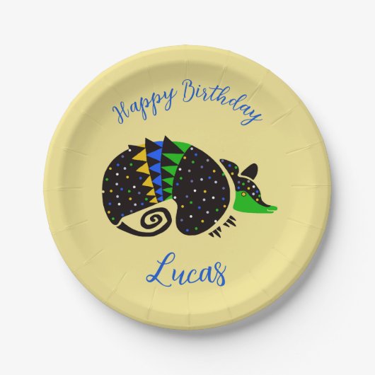 Assiettes En Carton Graphique cool ARMADILLO - Joyeux anniversaire - (Devant)