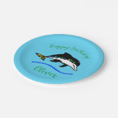 Assiettes En Carton Graphique cool - DOLPHIN - Joyeux anniversaire - B (Angle)