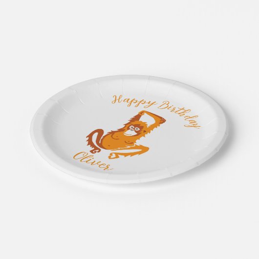 Assiettes En Carton Graphique cool ORANGUTAN - Joyeux anniversaire - F (Angle)