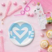 Assiettes En Carton Graphique d'amour cool, Bleu (Fête)