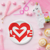 Assiettes En Carton Graphique d'amour cool, Rouge (Fête)