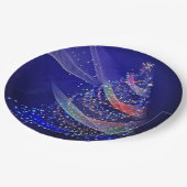 Assiettes En Carton Graphique d'arbre de Noël Bleu (Angle)