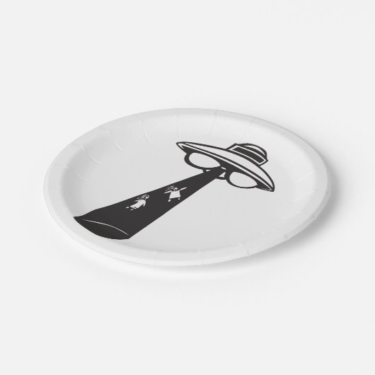 Assiettes En Carton Graphique d'enlèvement d'ovni rétro Alien Sci-Fi (Angle)