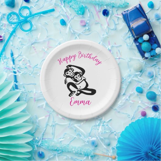 Assiettes En Carton Graphique mignon - BONOBO - Chimpanzé - Fête (Fête)
