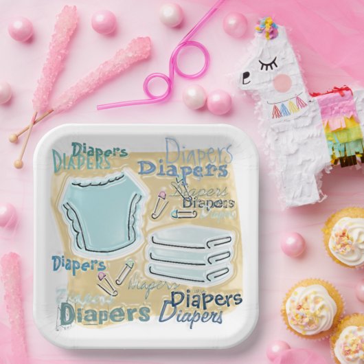 Assiettes En Carton Graphiques de baby shower (Fête)