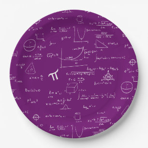 Assiettes En Carton Graphiques d'équations mathématiques blanches viol