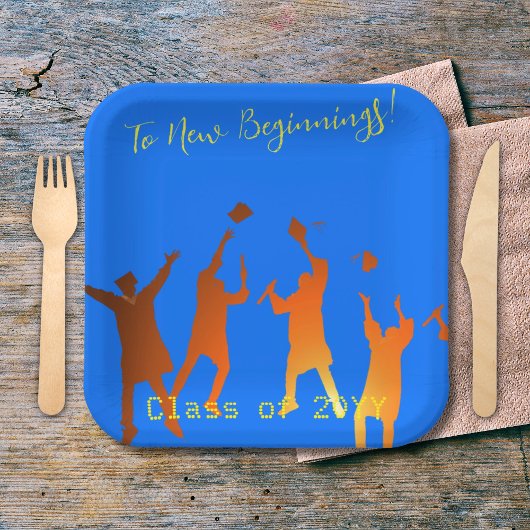 Assiettes En Carton Gras Bleu Moderne Tech Graduation