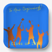 Assiettes En Carton Gras Bleu Moderne Tech Graduation (Recto)