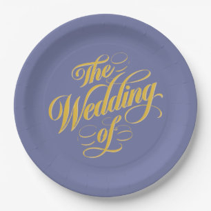 Assiettes En Carton Gras Blueberry sur Sunshine Typographie Mariage