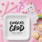 Assiettes En Carton Gras congrats modernes grad black graduation party (Fête)