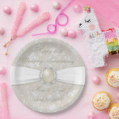 Assiettes En Carton Gras Damask 30e anniversaire Mariage Plaque papier (Fête)