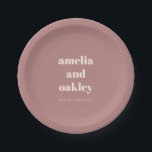 Assiettes En Carton Gras minimaliste Dusty Rose Retro Mariage personna<br><div class="desc">Gras Minimaliste Dusty Rose Retro Simple Plaques de papier de mariage personnalisé</div>