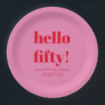 Assiettes En Carton Gras rose et rouge moderne 50e anniversaire Person<br><div class="desc">Typographie audacieuse Rose et rouge Moderne 50e Anniversaire Plaques de papier personnalisées</div>