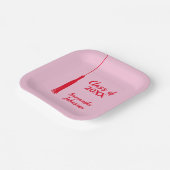 Assiettes En Carton Gras Rose & Rouge Tassel Graduation personnalisée (Angulaire)