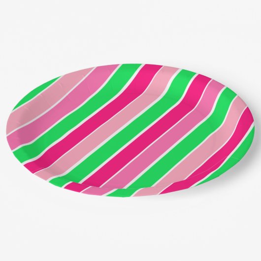 Assiettes En Carton Gras roses et vertes (Angle)