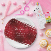 Assiettes En Carton Gras rouge Faux Paint Stroke (Fête)