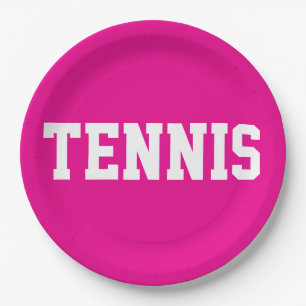 Assiettes En Carton Gras Sportif Rose Clair Athlétique Texte BLANC TEN