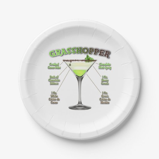 Assiettes En Carton GRASSHOPPER Cocktail Recette Art (Devant)