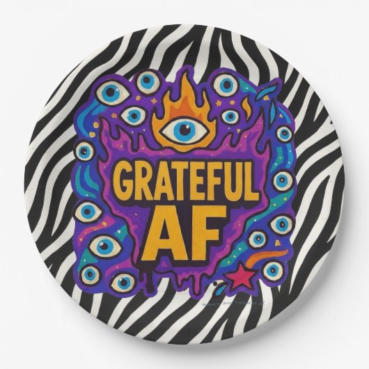 Assiettes En Carton Grateful AF - Zebra Pattern - (Devant)