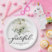 Assiettes En Carton Grateful Green Citrouille blanc Thanksgiving (Fête)