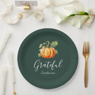 Assiettes En Carton Grateful Thanksgiving Citrouille Personnalisé