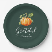 Assiettes En Carton Grateful Thanksgiving Citrouille Personnalisé (Devant)
