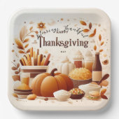 Assiettes En Carton Grateful Thanksgiving Festif 9 pouces (Recto)