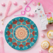 Assiettes En Carton Gratitude Aqua Turquoise Mandala Devis personnalis (Fête)