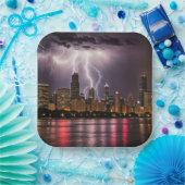 Assiettes En Carton Gratte-ciel de Chicago avec éclair (Fête)