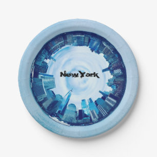 Assiettes En Carton gratte-ciel new york en rond