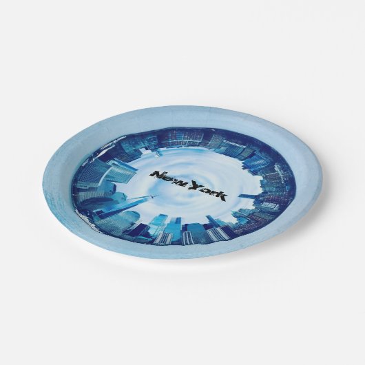 Assiettes En Carton gratte-ciel new york en rond (Angle)