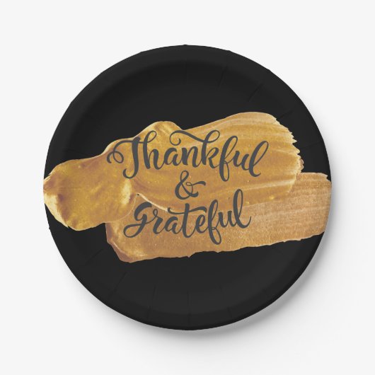 Assiettes En Carton Gratuit et gracieux Faux Gold Paint Thanksgiving (Devant)