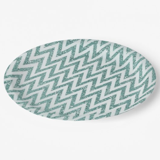 Assiettes En Carton Gratuit Vert Blanc Chevron Stripes Noël (Angle)